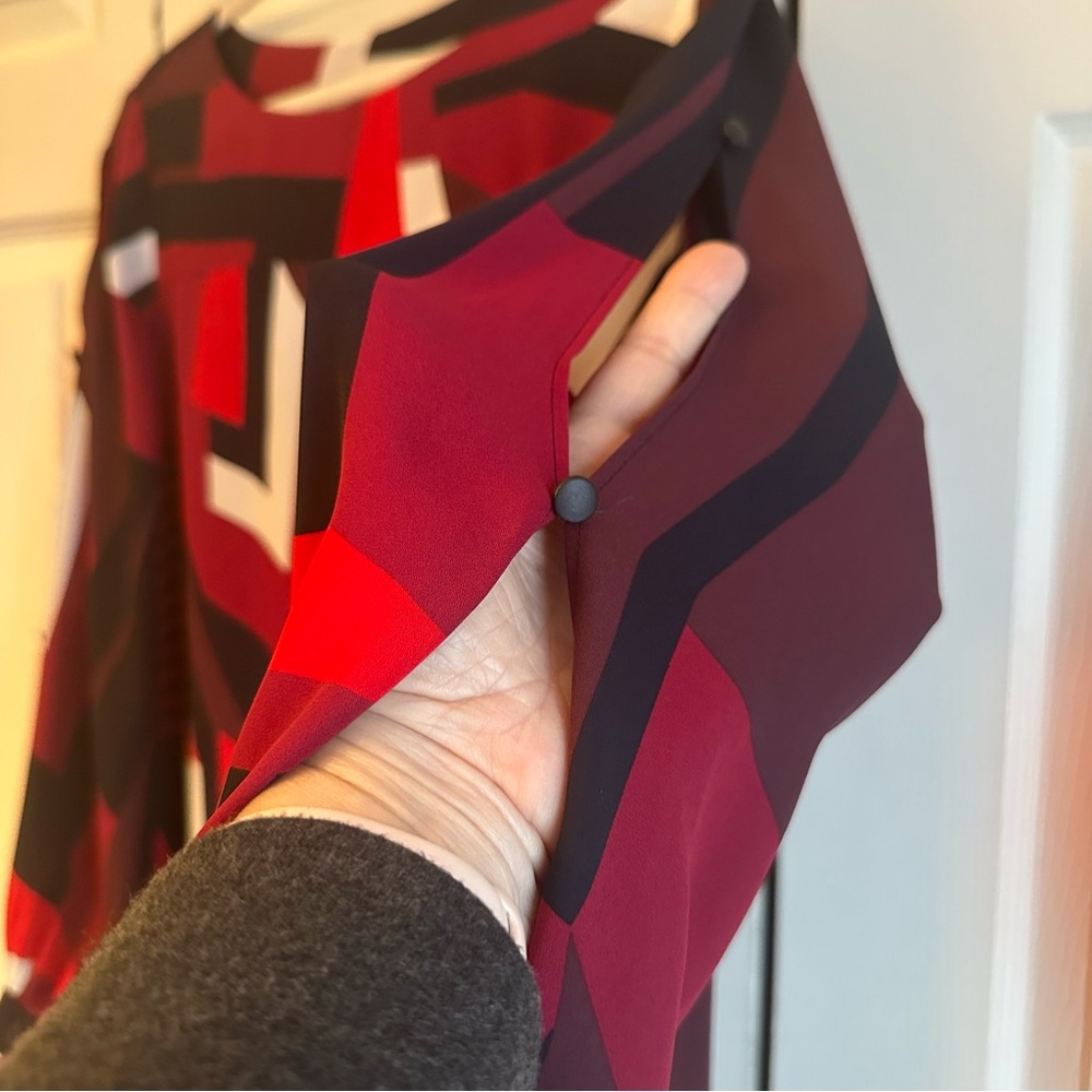 Loft Multicolor Geometric Split Sleeves Blouse Sz… - image 5